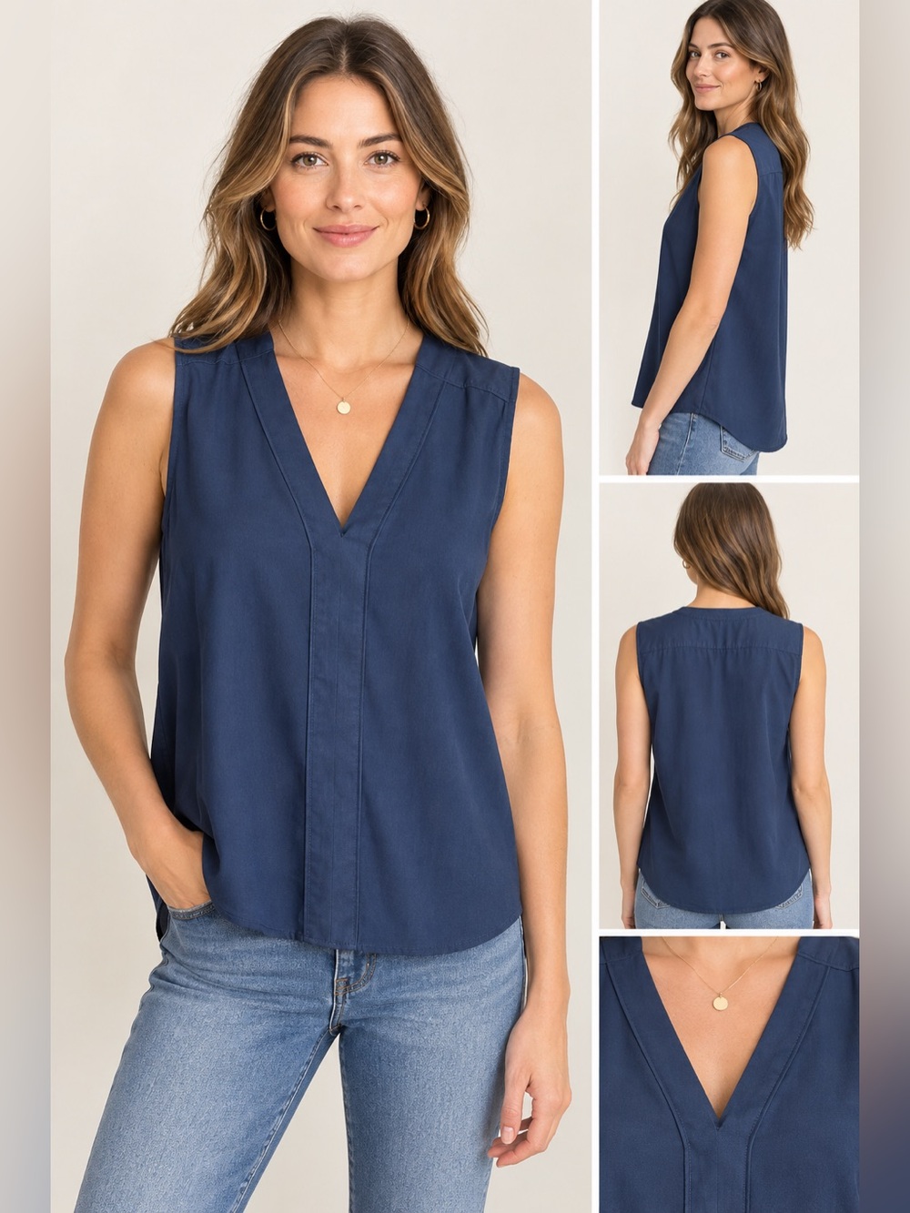 Banana Republic Navy V-Neck Sleeveless Camisole